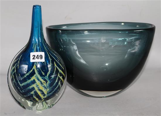 A Whitefriars pillow vase, by Geoffrey Baxter and a Medina angel fish vase